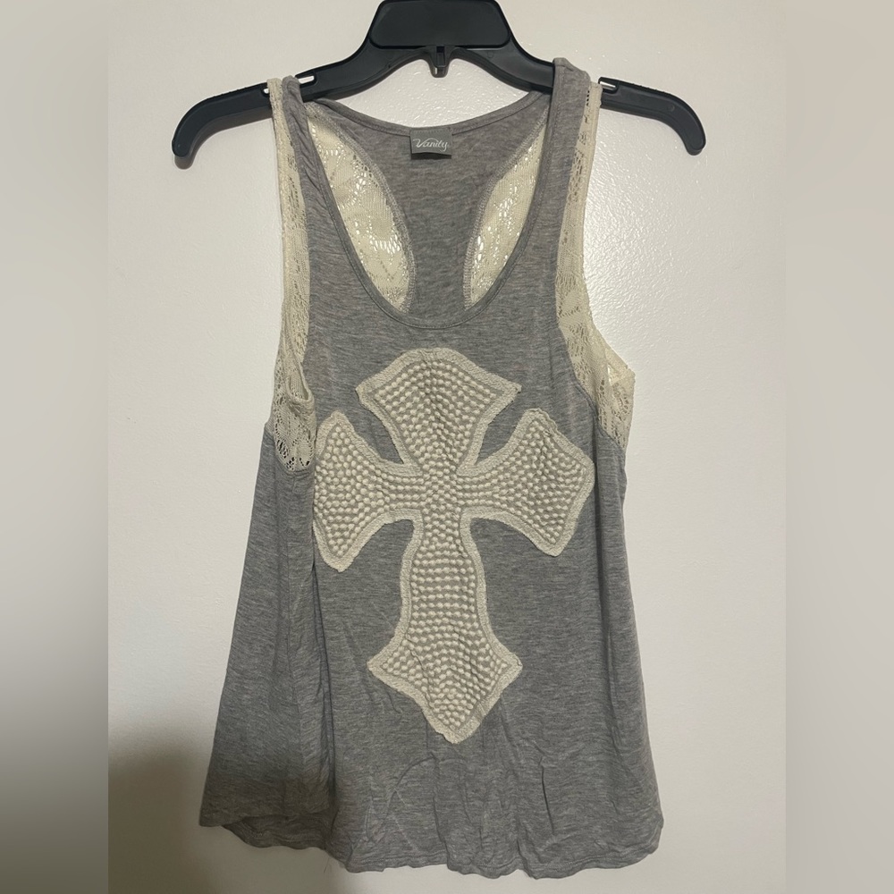 Vanity cross tan top